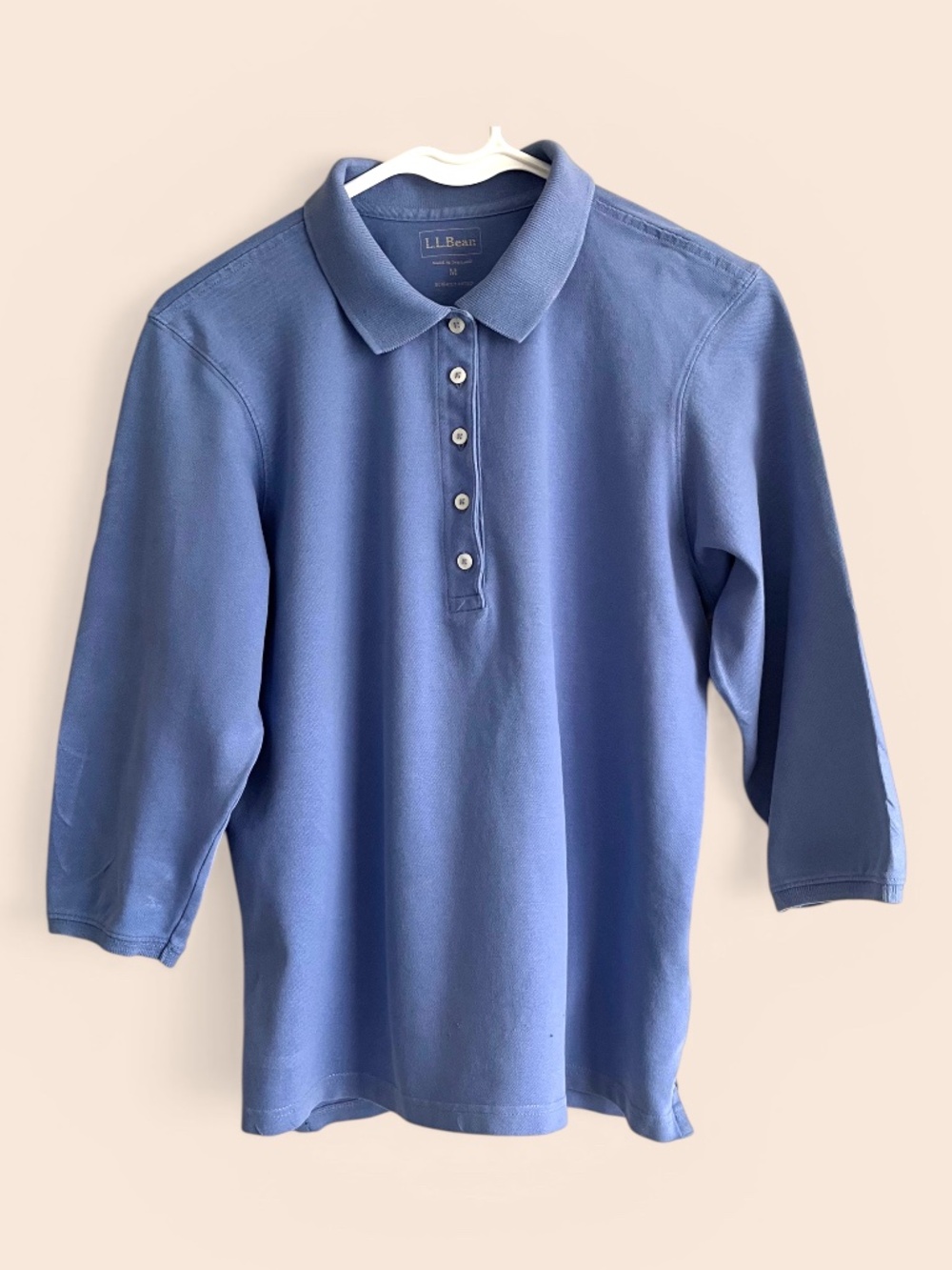 L. L. Bean Women's Cotton Pique Three-Quarter Sleeve Polo Size M